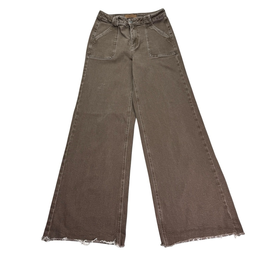 JUDY BLUE Brown Retro Wide Leg Jeans Women's Size 9/29 Raw Hem